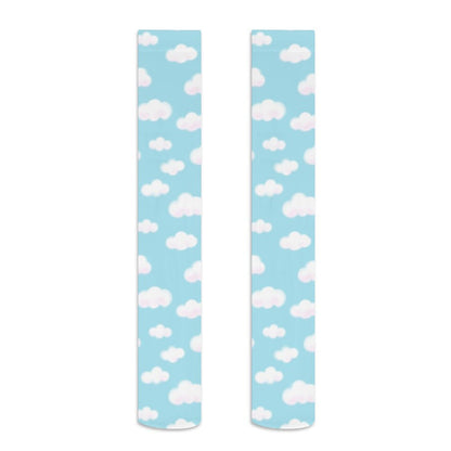 Dreamy Clouds Over Knee Stocking Socks (Sky Blue)