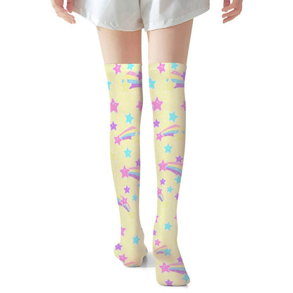 Starry Party Over Knee Stocking Socks (Yellow)