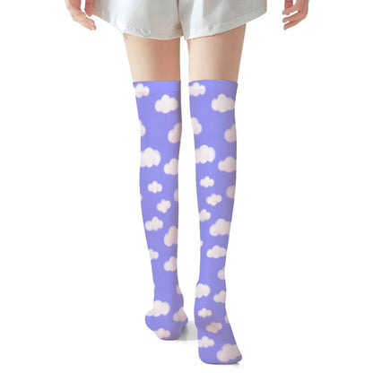 Dreamy Clouds Over Knee Stocking Socks (Periwinkle)