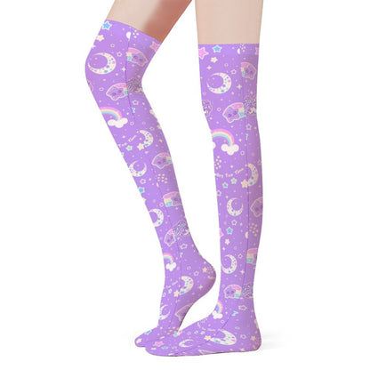 Rainbow Stardust Unicorn Friends Over Knee Stocking Socks