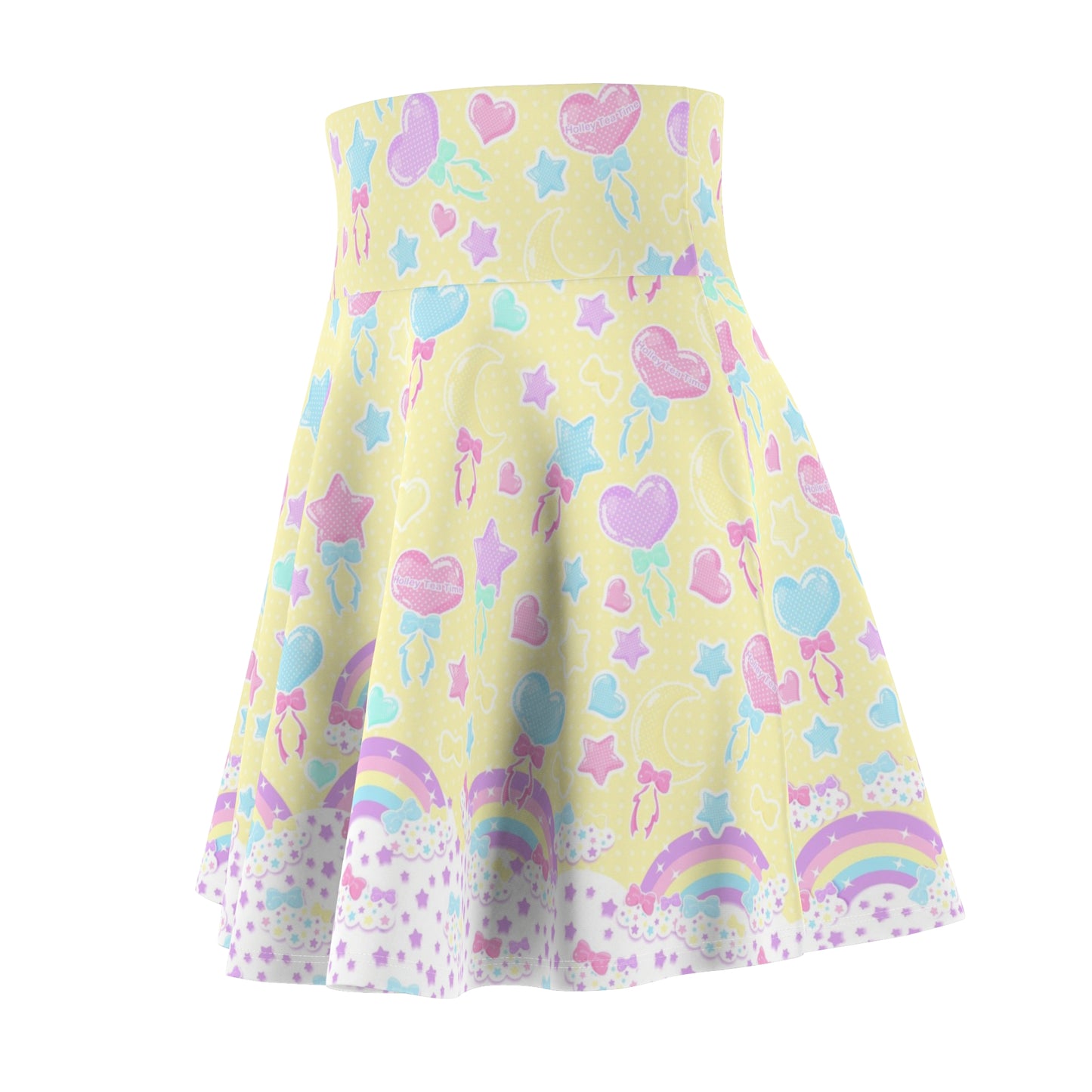 Pastel Party High Waist Skater Skirt (Yellow)