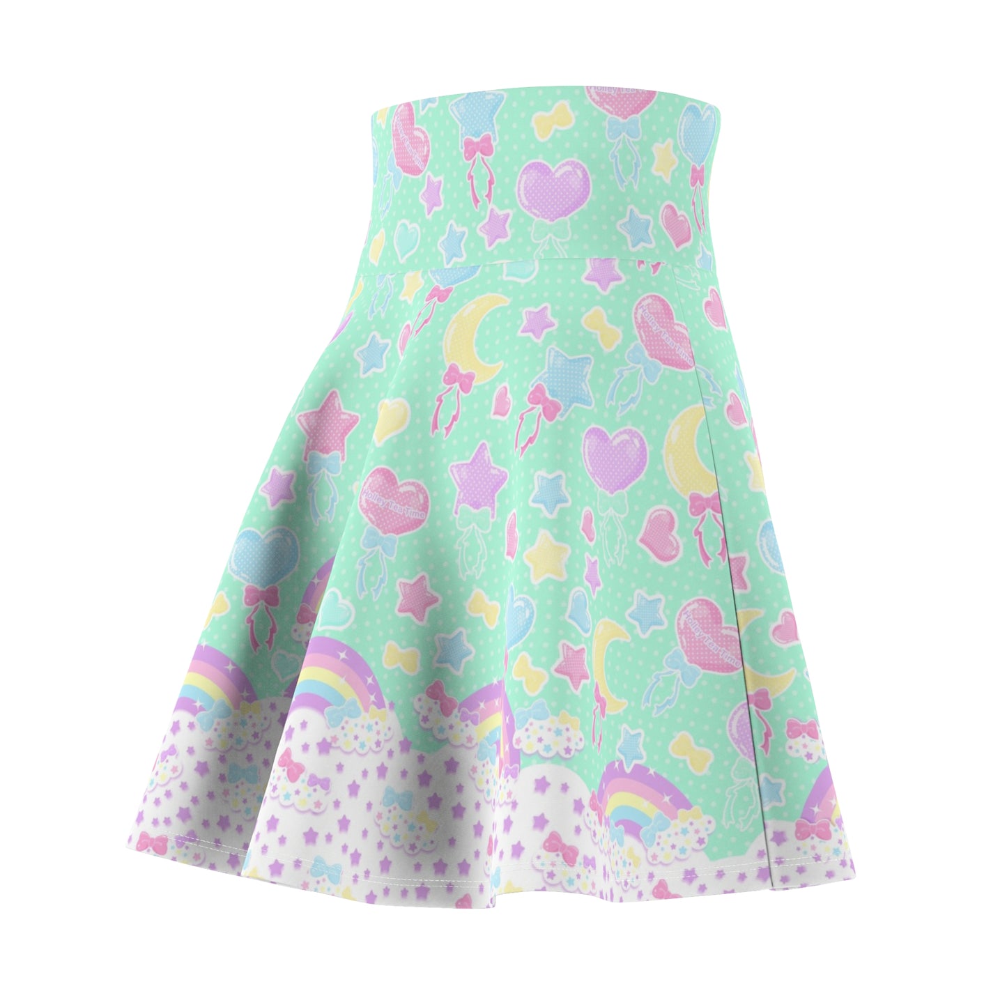 Pastel Party High Waist Skater Skirt (Mint)