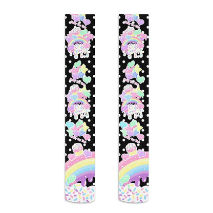 Rainbow Sweets Over Knee Stocking Socks (Black)