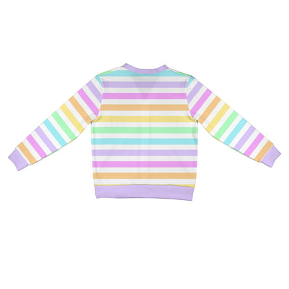 Fruity Rainbow Ribbed Button Up Cardigan (Stripes)