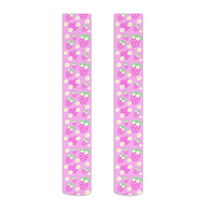 Strawberry Cutie Over Knee Stocking Socks (Fruity Berry Pink)