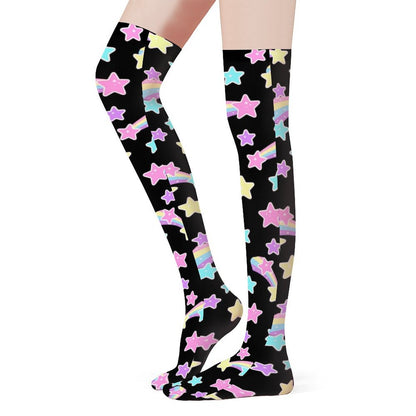 Starry Party Over Knee Stocking Socks (Black)