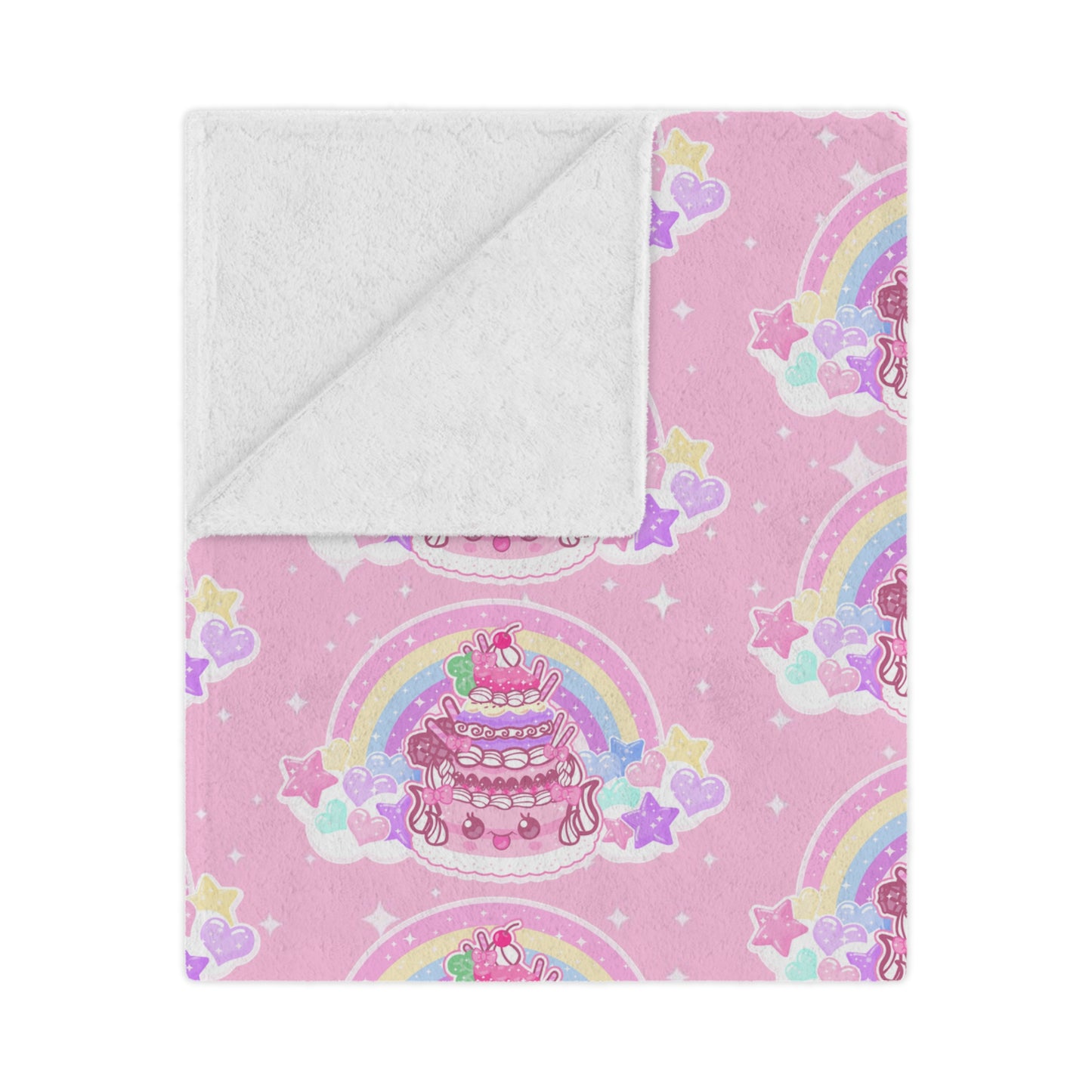 Kawaii Sparkle Cake Microfiber Fleece Throw Blanket