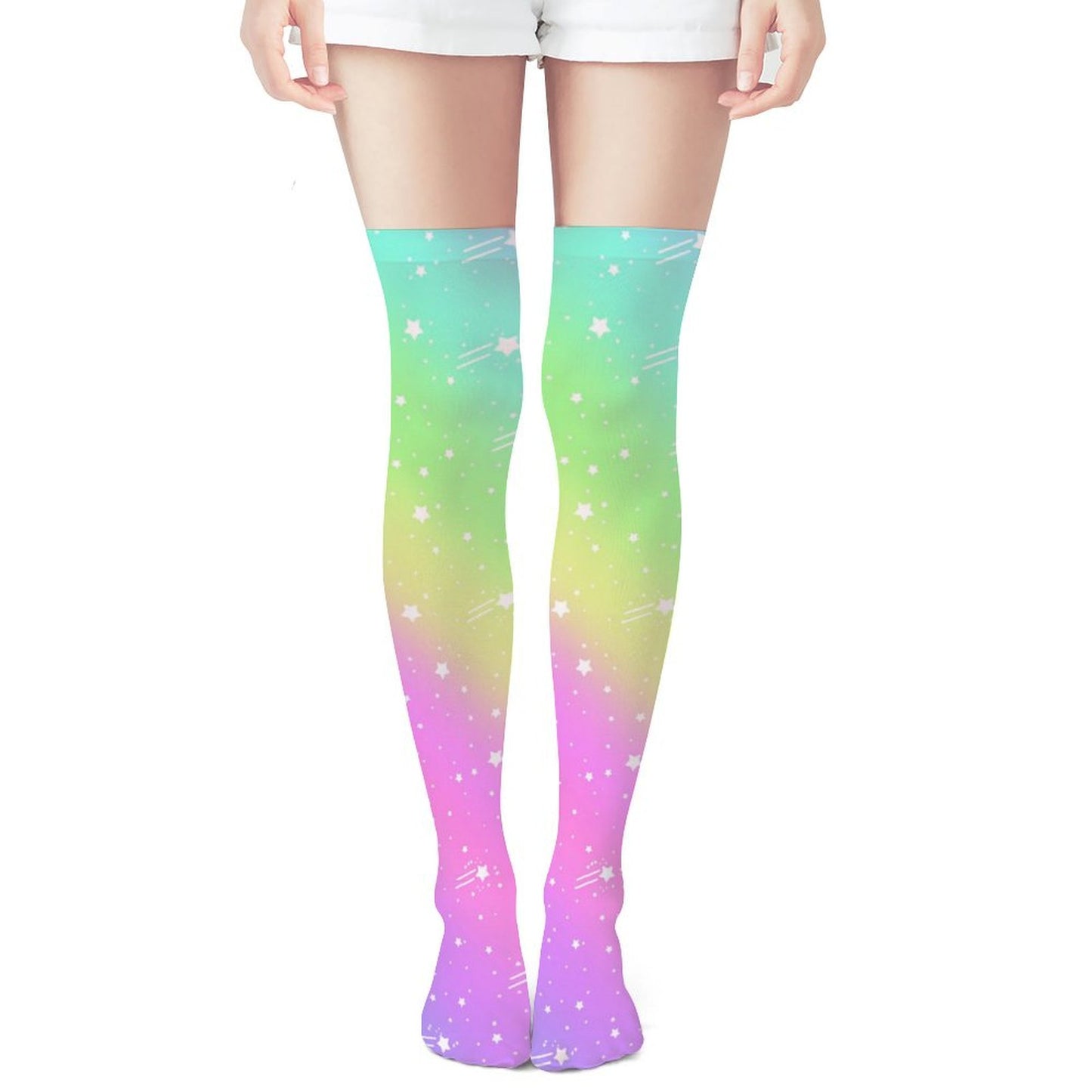 Wishful Rainbow Over Knee Stocking Socks