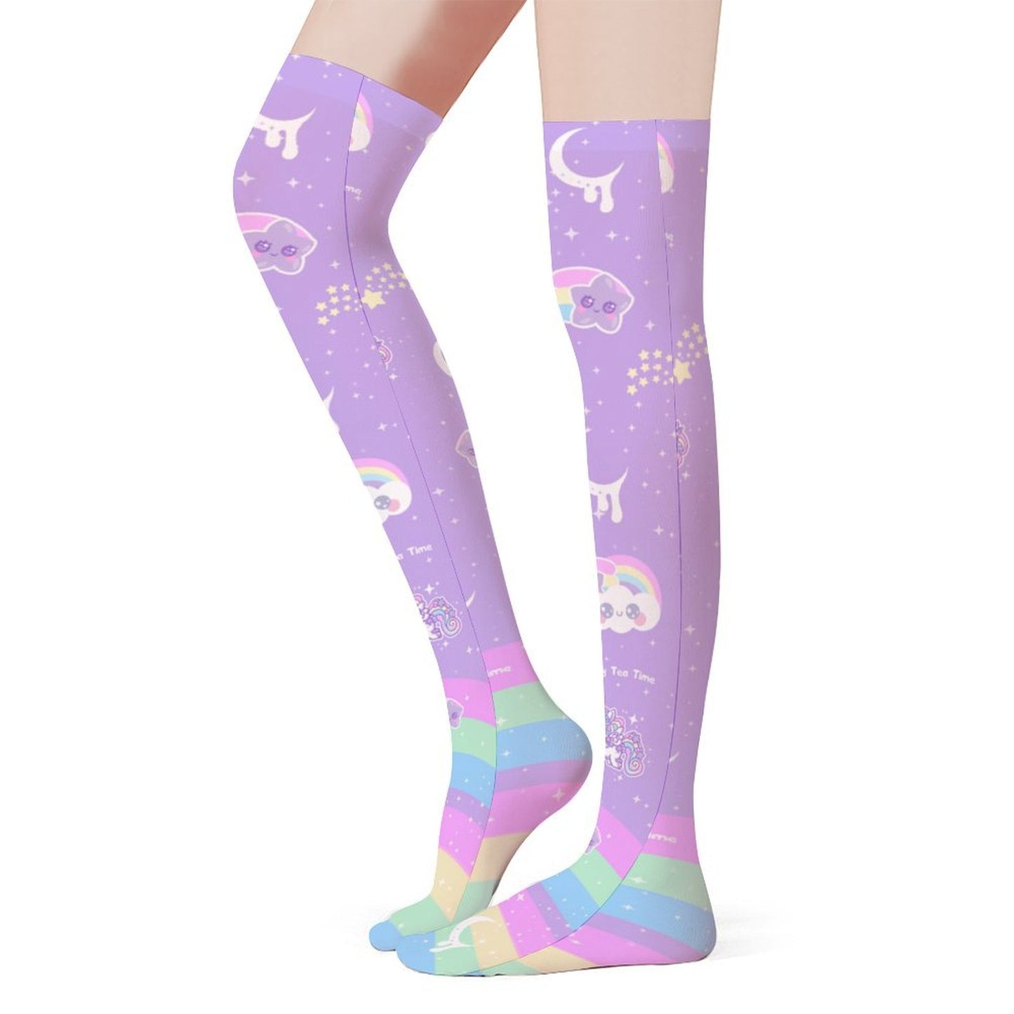 Rainbow Stardust Unicorn Over Knee Stocking Socks