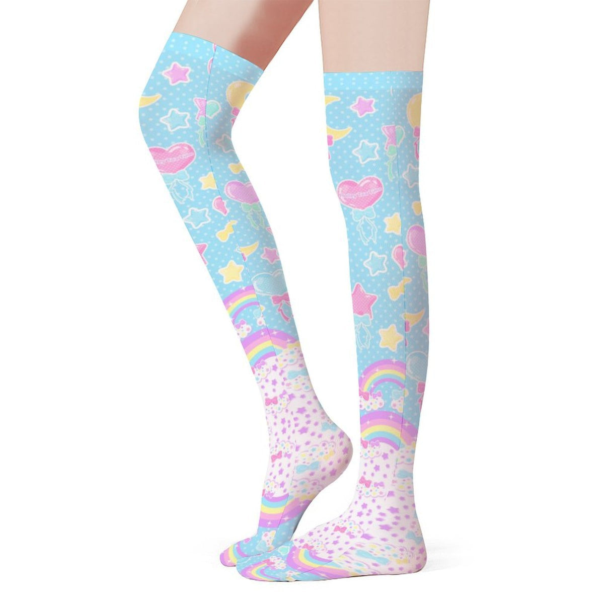 Pastel Party Over Knee Stocking Socks (Blue)