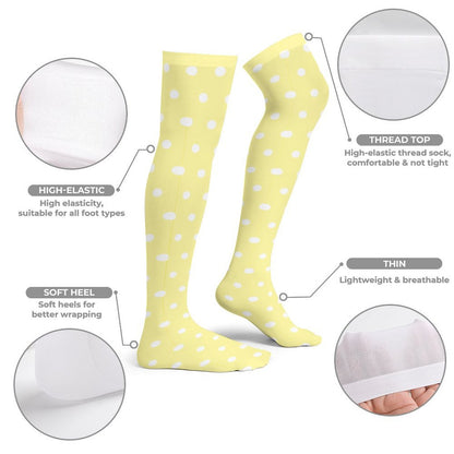 Cute Polka Dots Over Knee Stocking Socks (Yellow)