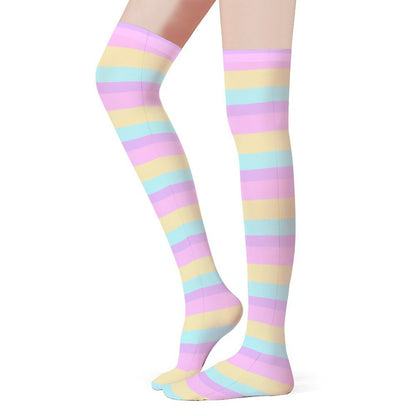 Pastel Stripes Over Knee Stocking Socks