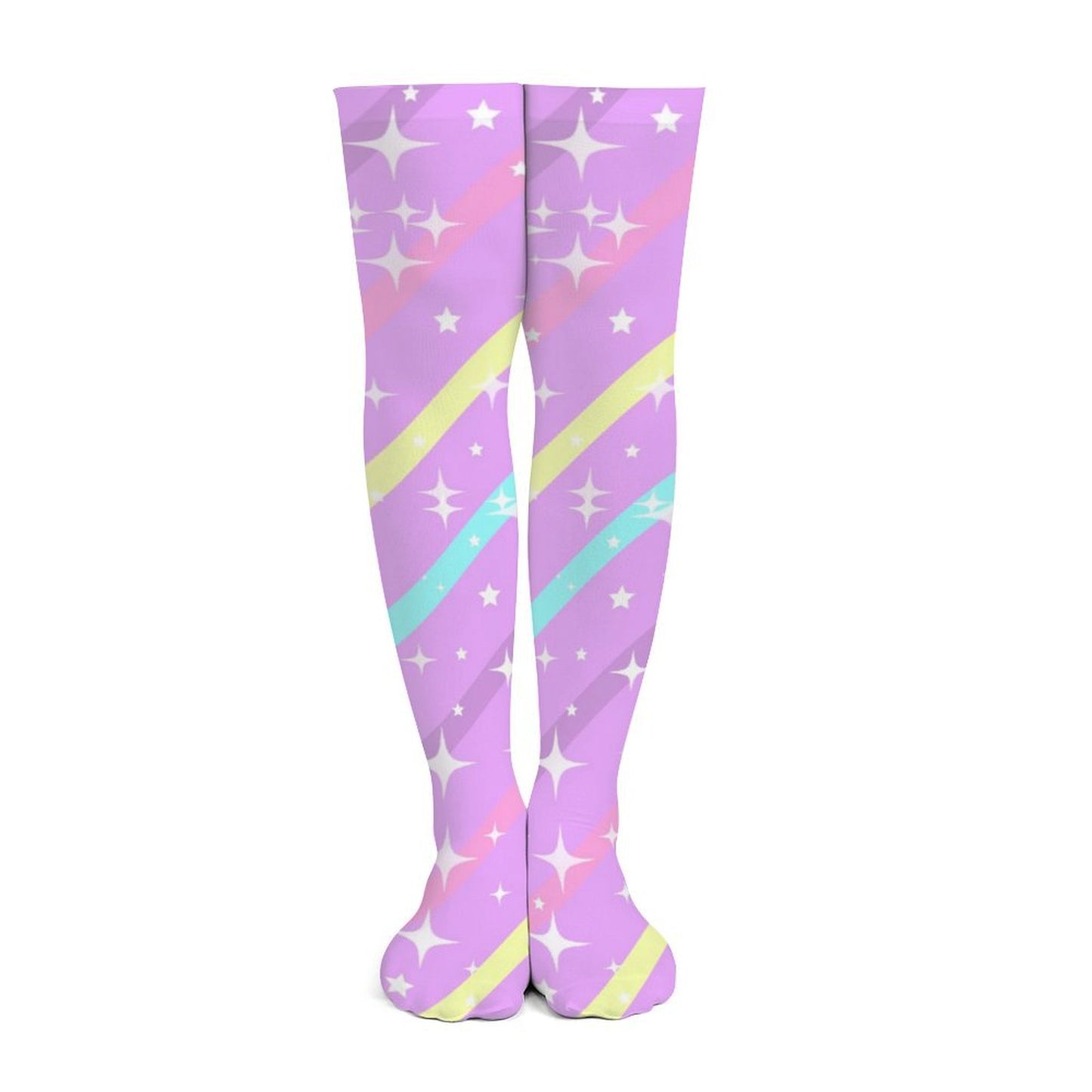 Sparkle Stars Over Knee Stocking Socks (Purple)