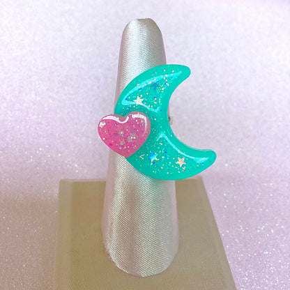 Magical Moon Ring (Teal Sparkle)