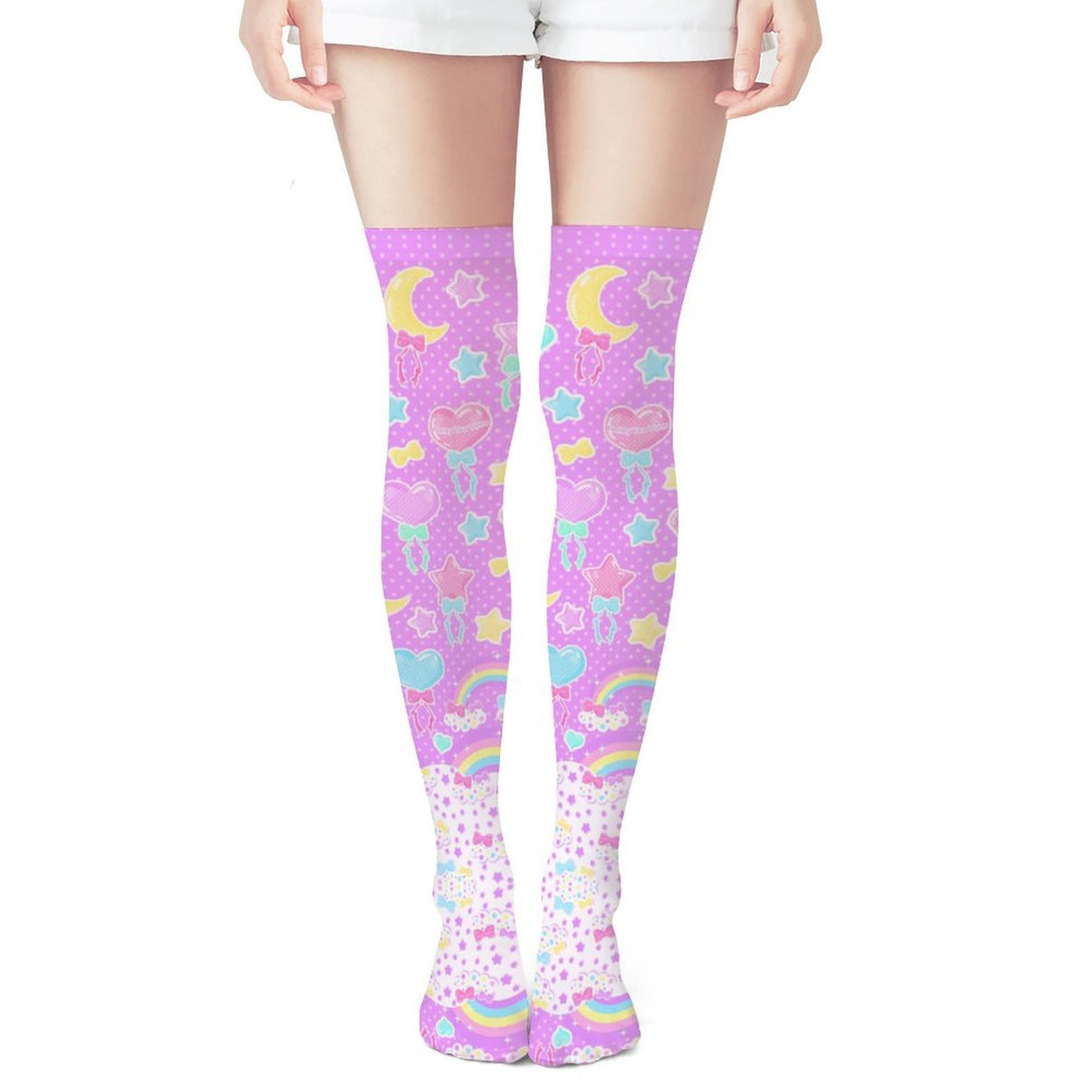 Pastel Party Over Knee Stocking Socks (Lavender)
