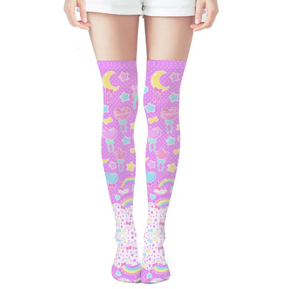 Pastel Party Over Knee Stocking Socks (Lavender)