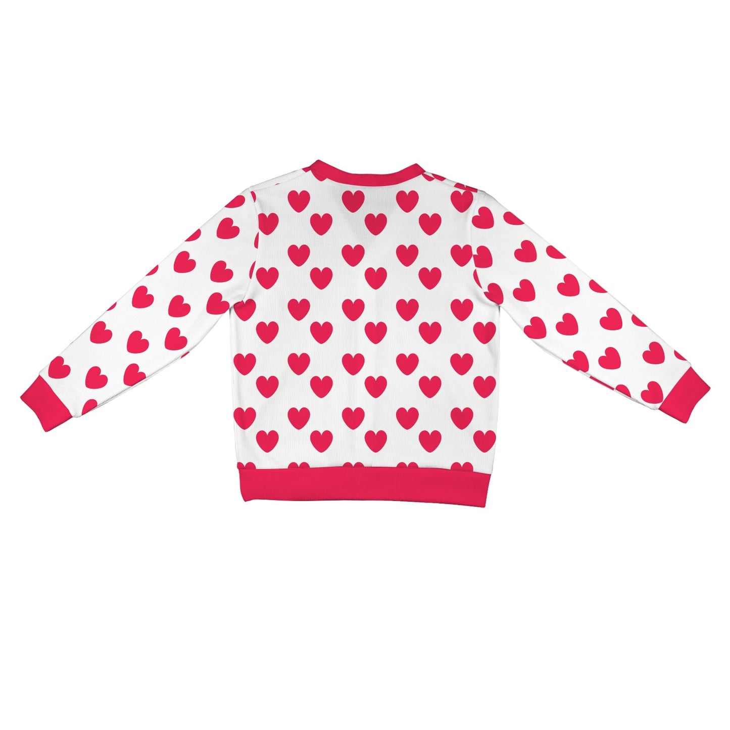 Sweet Love Hearts Ribbed Button Up Cardigan (Red x White)