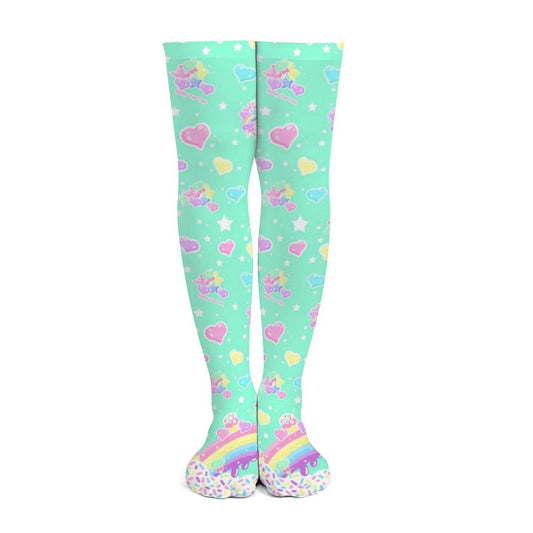 Rainbow Sweets Over Knee Stocking Socks (Mint)