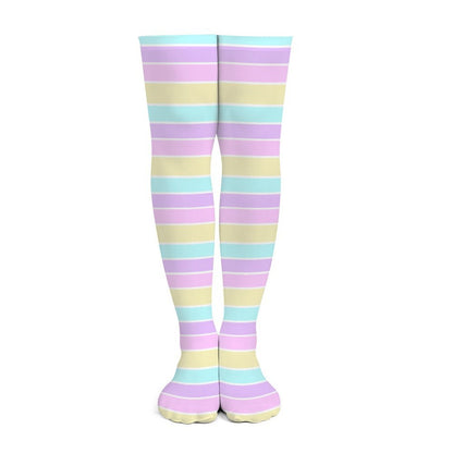 Pastel Stripes Over Knee Stocking Socks