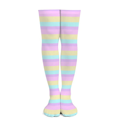 Pastel Stripes Over Knee Stocking Socks