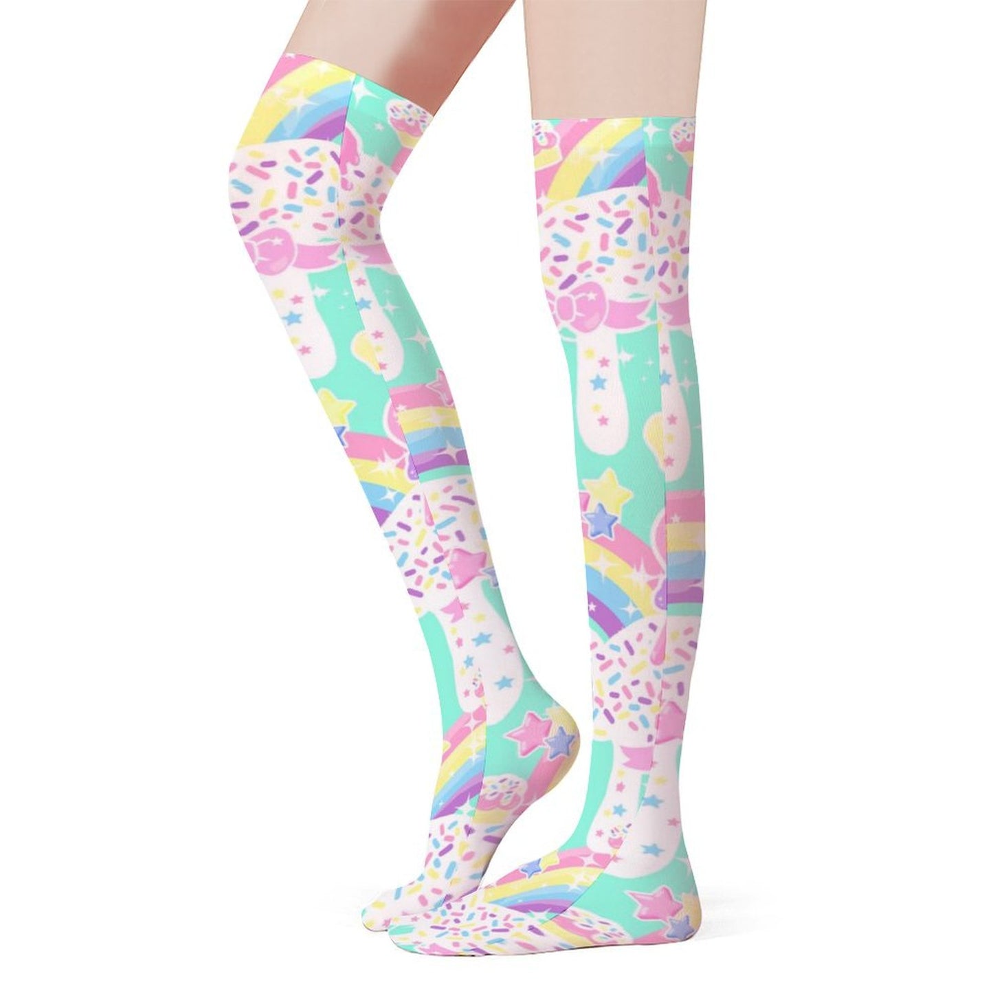 Rainbow Sweets Over Knee Stocking Socks (Mint)
