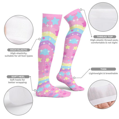 Bubbles Rainbow Land Over Knee Stocking Socks