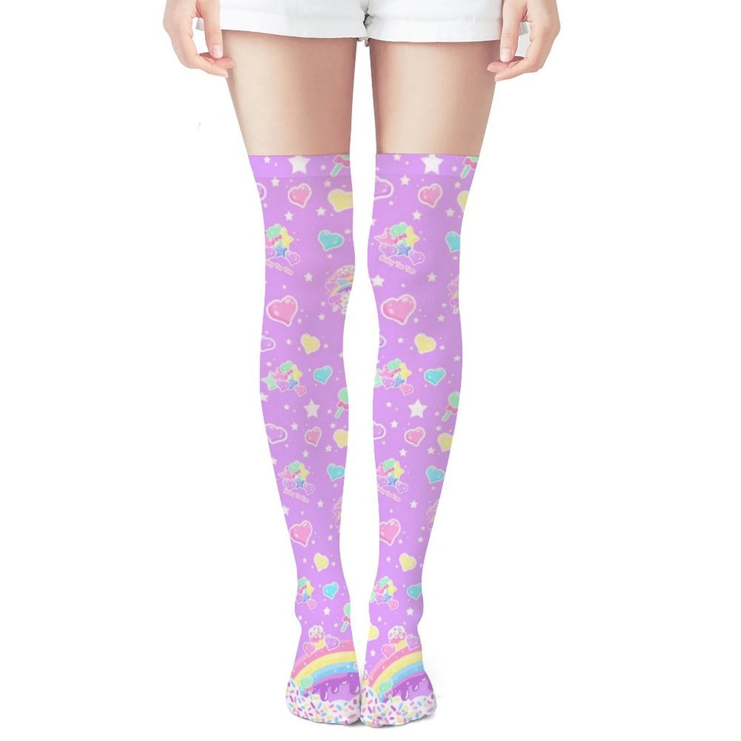 Rainbow Sweets Over Knee Stocking Socks (Purple)