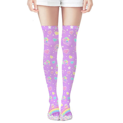Rainbow Sweets Over Knee Stocking Socks (Purple)