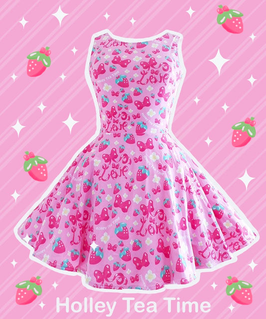 Strawberry Ribbon Skater Dress [Made To Order]
