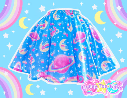 Saturn's Wish Blue Skater Skirt [Made To Order]