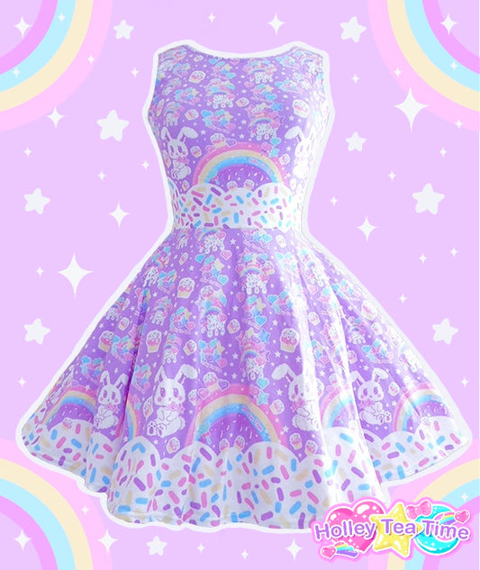 Rainbow Sweets Purple Skater Dress [Made To Order]