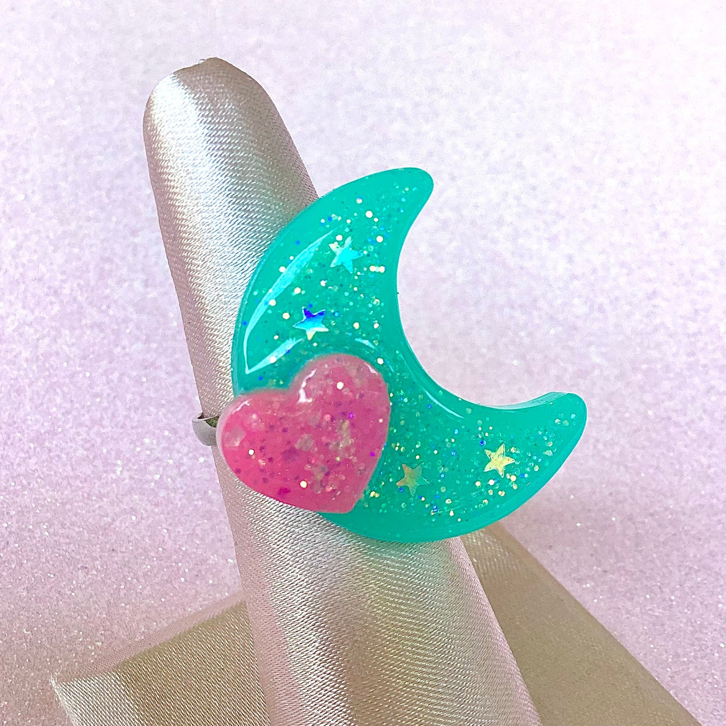 Magical Moon Ring (Teal Sparkle)