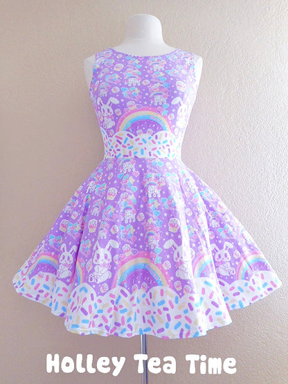 Rainbow Sweets Purple Skater Dress [Made To Order]
