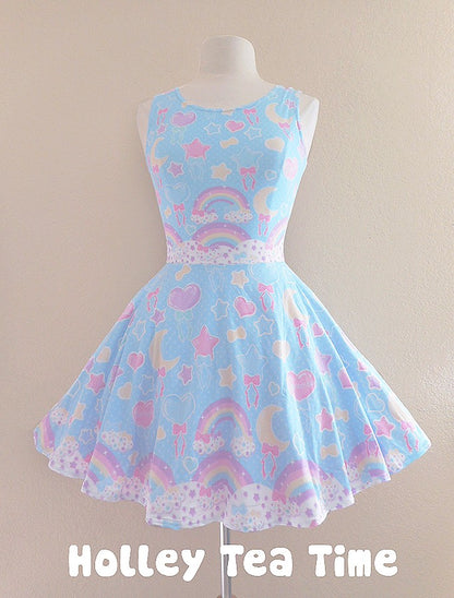 Pastel Party Skater Dress (Blue)