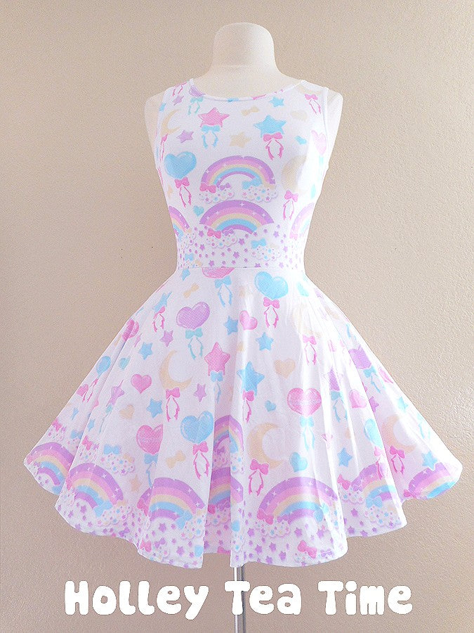 Pastel Party Skater Dress (White)