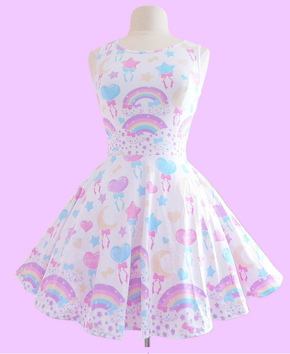 Pastel Party Skater Dress (White)