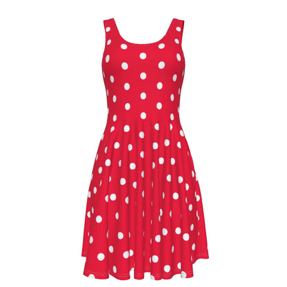Disneybound Minnie Mouse Dress Red dots Cute Polka Dots Skater Dress With Pockets (Red) Kawaii fashion Jfashion Japanese street fashion Harajuku  style Cutecore jojifuku decora kei lovecore  Rockabilly Swing dress Americana retro rockabella