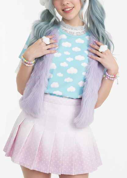 Dreamy Clouds Unisex Cotton T-Shirt (Sky Blue) tenshi kaiwai kawaii fashion jfashion Harajuku fashion pastel heisei retro fairy kei yume kawaii Japanese street fashion yumekawaii cutecore jojifuku