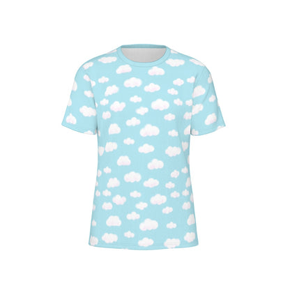 Dreamy Clouds Unisex Cotton T-Shirt (Sky Blue) tenshi kaiwai kawaii fashion jfashion Harajuku fashion pastel heisei retro fairy kei yume kawaii Japanese street fashion yumekawaii cutecore jojifuku
