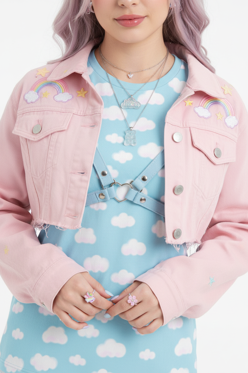 Dreamy Clouds Unisex Cotton T-Shirt (Sky Blue) tenshi kaiwai kawaii fashion jfashion Harajuku fashion pastel heisei retro fairy kei yume kawaii Japanese street fashion yumekawaii cutecore jojifuku