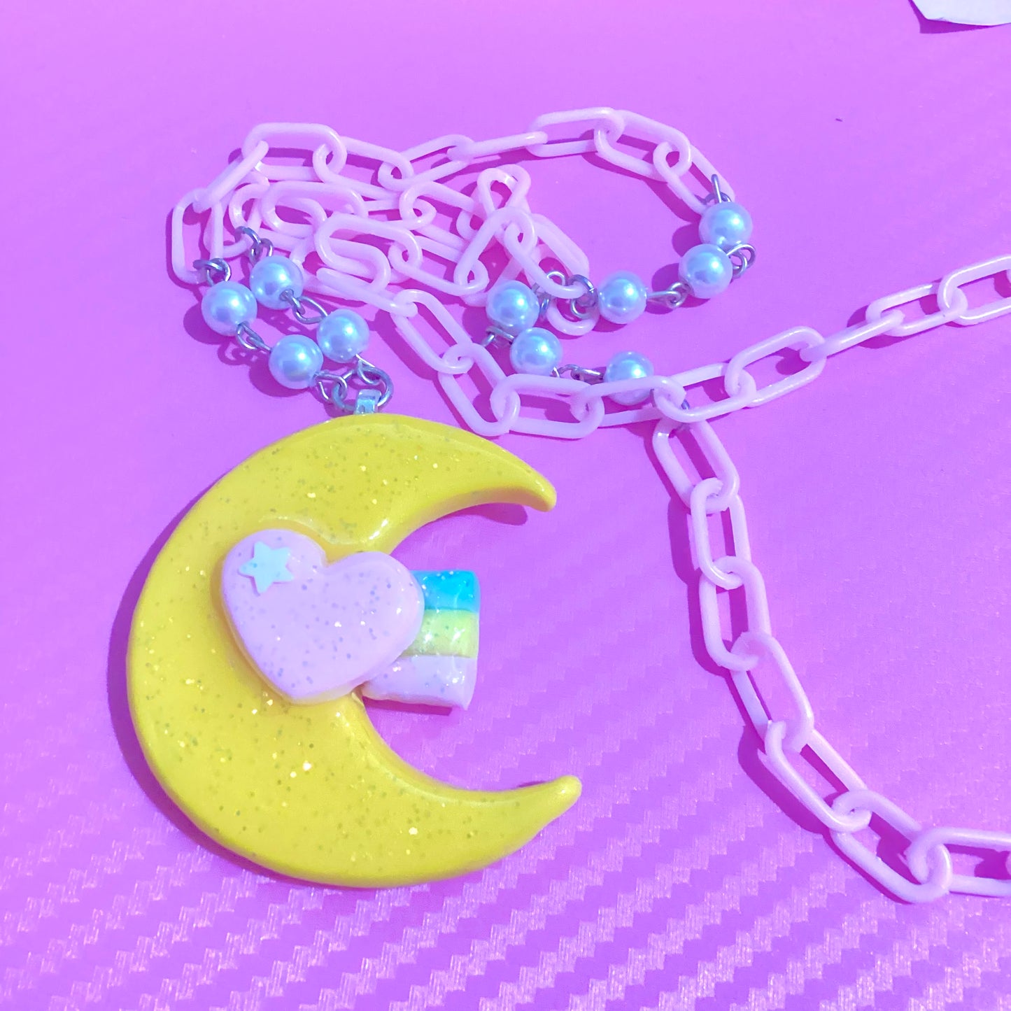 Magical Moon Necklace (Sweet Pink Heart)