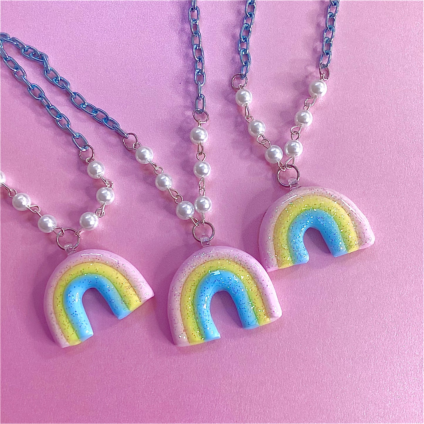 Pastel Glitter Rainbow Necklace