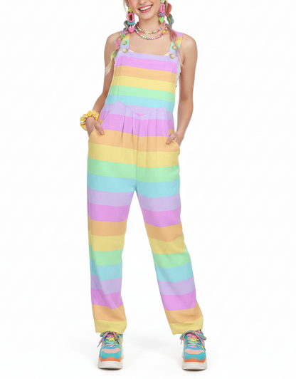 kawaii fashion pastel rainbow overalls jumpsuit harajuku fashion jfashion decora kei pop kei yumekawaii cutecore