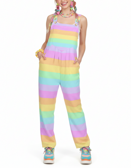 kawaii fashion pastel rainbow overalls jumpsuit harajuku fashion jfashion decora kei pop kei yumekawaii cutecore