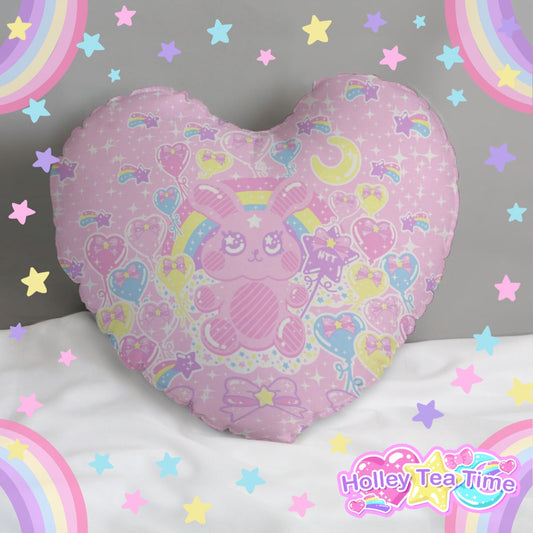 Bubblegum Bunny Heart Shaped Throw Pillow (Double Sided)