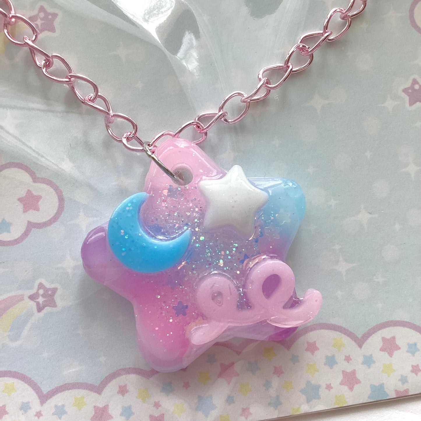 Magical Cutie Star Necklace Mahou Kei Fairy Kei Yume Kawaii (Pastel Blue, Pink,Purple)