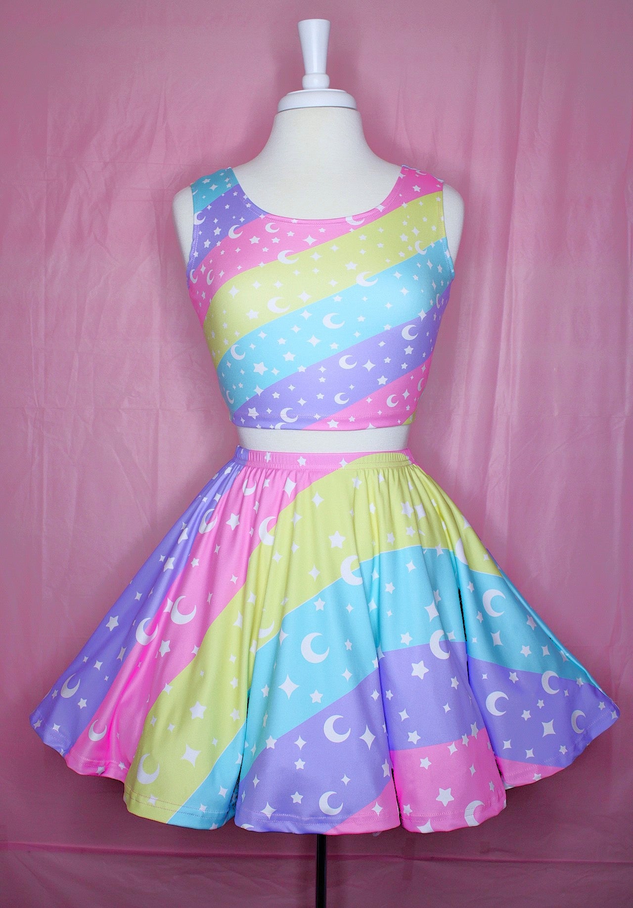 Cosmic Rainbow Skater Skirt With Pockets