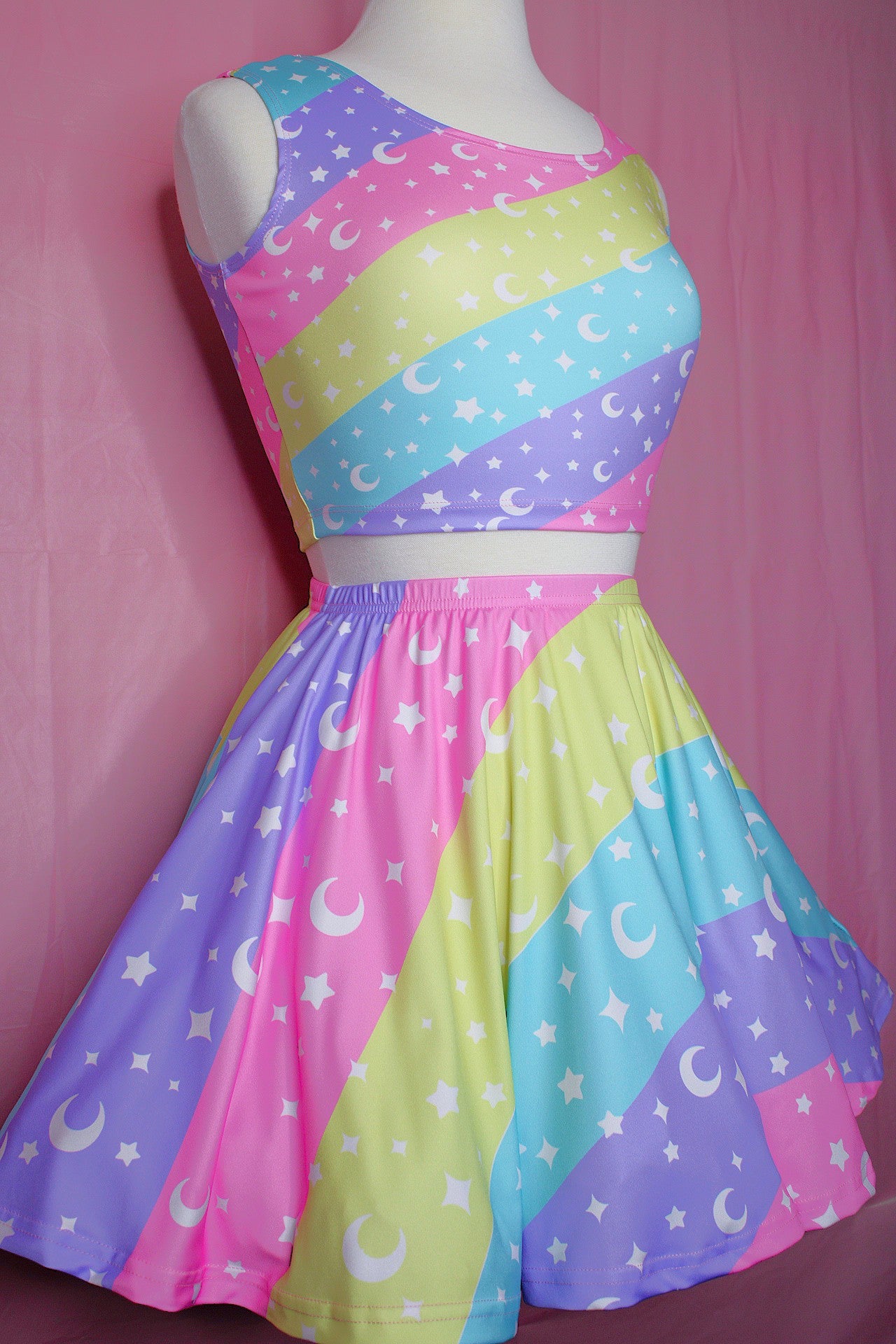 Cosmic Rainbow Skater Skirt With Pockets