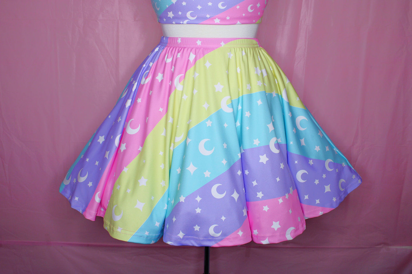 Cosmic Rainbow Skater Skirt With Pockets