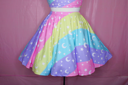 Cosmic Rainbow Skater Skirt With Pockets